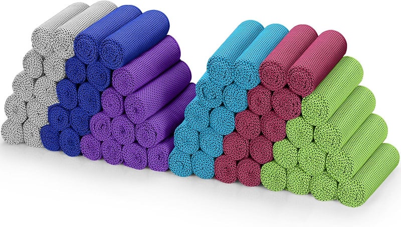 Biange Cooling Towels (40"x 12", Pack of 60) for Neck and Face, Cold Towel for Hot Weather, Sports, Workout, Fitness, Gym, Yoga, Golf, Pilates, Travel, Camping & More - Image 1
